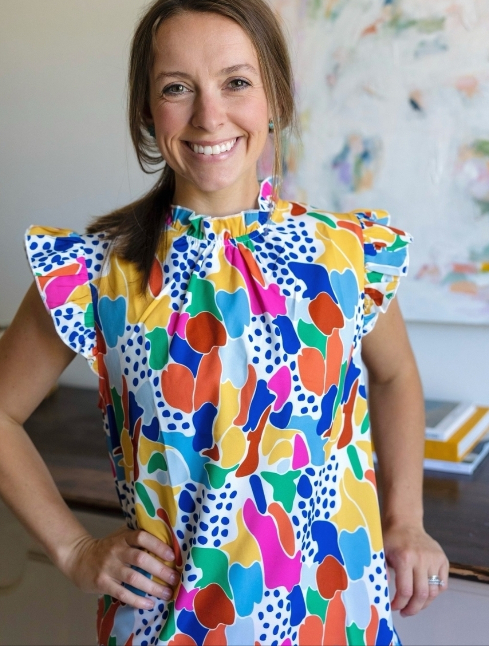Fun Polka Dot Colorful Blouse Plus